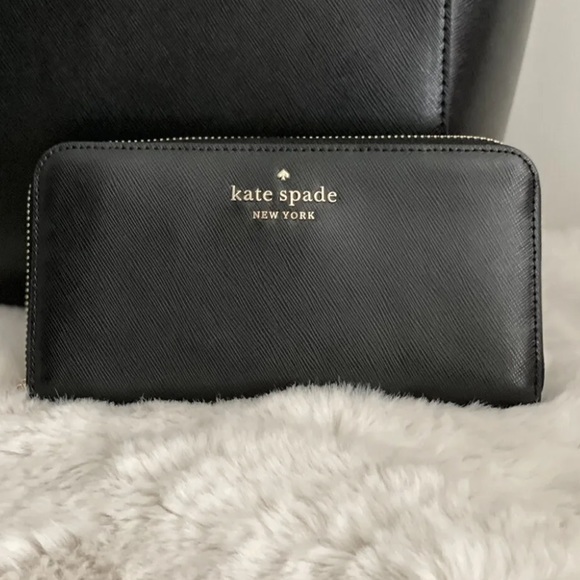 NEW Kate spade wallet - STACI black zip around leather wallet NEW $225 ♠️ - Picture 3 of 4